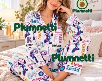 Conjunto de pijamas navideños personalizados de Spider-Man y sus increíbles amigos, pijamas navideños de superhéroes para toda la familia.