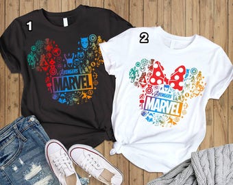 Avengers Mickey Minnie Couple Shirt, Avengers Superhero Shirt, Matching Family Shirts, Superhero Squad Symbol Group Matching Shirt