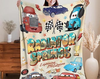 Manta Radiador Springs de Cars, Manta Rayo McQueen, Regalo de cumpleaños de Cars, Manta Cars Land, Manta infantil, Regalos de manta para cumpleaños de niño