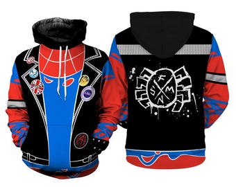 Sudadera con capucha de Spiderman Across The Spider-Verse, camiseta de disfraz de Halloween de Hobie Brown, camiseta de cosplay de Spider-Punk, camiseta familiar de Halloween