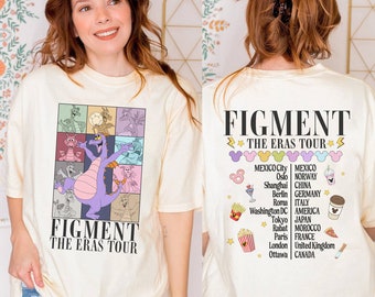 Two- Sided Figment Epcot World Tour Shirt, Figment Eras Tour Shirt, Figment One Little Spark Shirt, Epcot Festival Shirt, Disneyland Shirt