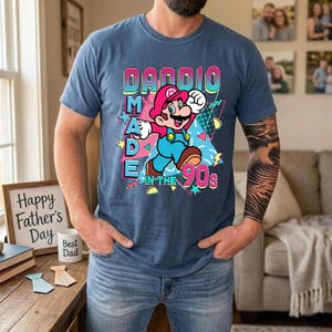 Daddio Made In The 90s Mario-shirt, Mario Galaxy-filmshirt, Super Daddio-shirt, Vaderdagcadeaus, Epic Universe-familieshirt afbeelding 5