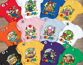 Personalized Super Mario Halloween Costume Shirt, Super Mario Family Matching Shirt, Mario Birthday Squad Shirt, Halloween Party Tee 03