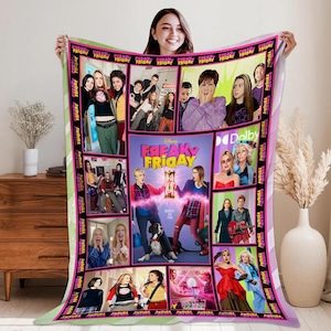 Freaky Friday Fleece Blanket, Pink Slip Freakier Friday Blanket, Pink Slip Band Freaky Friday Blanket, DisneyChannel Merch Fan Gift 02