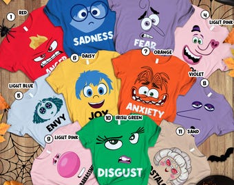 Inside Out Costume Shirt Matching Family Group Inside Out Shirt Inside Out Emotion Cosplay Disneyland Family Trip Halloween Shirt