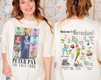 Vintage Peter Pan Never Grow Up Shirt, Peter Pan Eras Tour Shirt, Tinker Bell Wendy Flight Neverland Shirt, Disneyland Family Trip Shirts