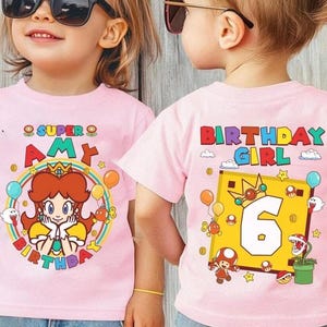 Custom Mario Princess Daisy Birthday Shirt, Mario Galaxy Movie Shirt, Epic Universe Mario Family Shirt, Mario Party Birthday Girl Gift -6 Bild 4