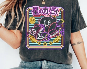 Kirby Neon Kart Shirt | Pink Kirby Shirt | Kirby Video Game Shirt | Cute Kirby Birthday Shirt | Kirby Game Tee Family Matching Shirt