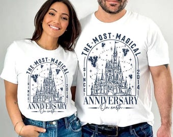 Personalized Magical Anniversary Shirt, Disneyland Couple Vacation Tee, Disneyworld Castle Celebrating Shirt, Disneyland Wedding Anniversary