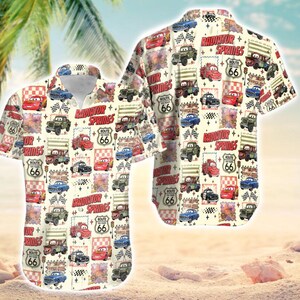 Camisa hawaiana de Radiator Springs, camiseta de Rayo McQueen de Disneyland, camiseta familiar de Pixar Cars, camiseta de vacaciones en Disneyland, regalo para novio imagen 2