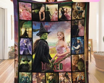 Wicked For Good Blanket Elphaba And Glinda Blanket Quilt Wicked Shiz University Blanket Wicked For Good Merch Halloween Gift Xmas Blanket