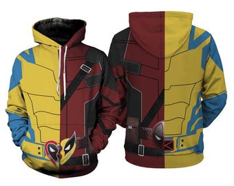 Deadpool And Wolverine Costume Sweatshirt Hoodie, Deadpool Wolverine Halloween Costume, Deadpool Wolverine Cosplay Shirt, Avengers Costume