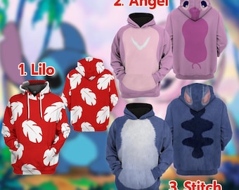 Lilo Stitch Halloween Costume Sweatshirt Hoodie Lilo And Stitch Cosplay Shirt Disneyland Stitch Shirt Halloween Family Group Matching Shirt
