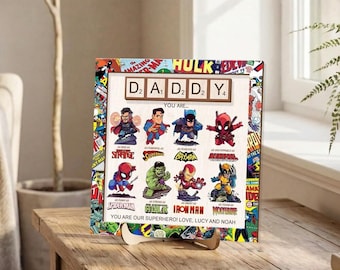 Regalo para el Día del Padre / Regalos para el Día del Padre 2026 / Letrero de superhéroe para papá / Marco de fotos de superhéroe para papá / Regalos para papá / Regalo para él