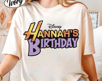 Camiseta de cumpleaños personalizada con el logotipo de Hannah Montana, camiseta "Teniendo una crisis", camiseta "Con un disfraz de Hannah Montana", camiseta de cumpleaños de Disneychannel