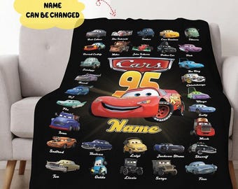 Personalized Name Cars Movies Blanket, Lightning Mc Queen Baby Blanket, Disneyland Cars Blanket, Cars Movie Characters Blanket, Gift For Fan