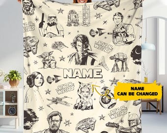 Manta personalizada de Star Wars, Manta de Galaxy's Edge, Manta de Darth Vader, Manta "Que la Fuerza te acompañe", Regalo de cumpleaños de Star Wars