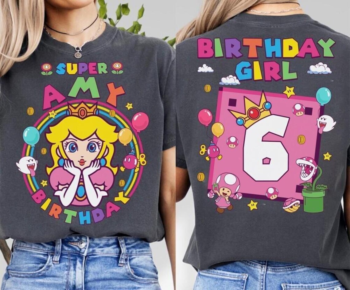 Custom Mario Princess Peach Birthday Shirt, Mario Shirt, Epic Universe ...