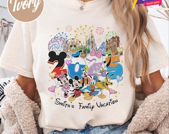 Personalized Disneyland Family Vacation 2025 Comfort Colors Shirt, Mickey And Friends Family Trip Shirt, Disneyworld Shirt, Magic Kingdom