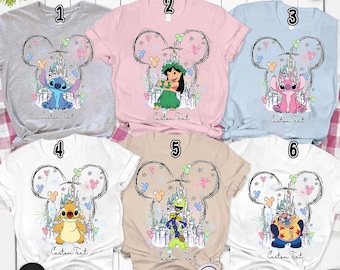Lilo And Stitch Family Matching Shirt, Lilo Stitch Reuben Angel Nina Shirt, Stitch Ohana Family Shirt, Magic Kingdom Castle Mickey Ears Tee