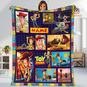 Personalized Disneyland Toy Story Blanket, Custom Name Woody Buzz Blanket Soft Throw, Toy Story 5 Nursery Throw, Baby Shower Keepsake Gift