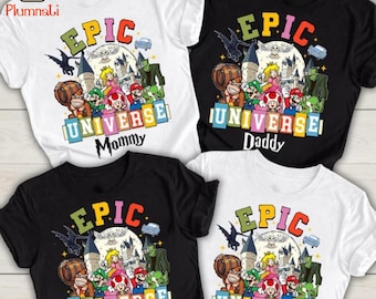 Camisetas familiares de Epic Universe, camiseta de Mario Epic Universe, camiseta a juego de Universal Epic Universe, camiseta familiar de Universal, camiseta de vacaciones familiares