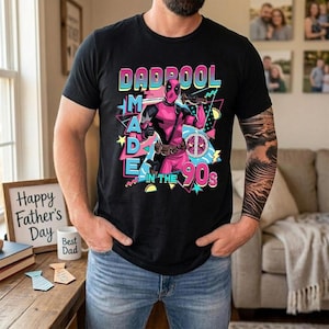 Funny Dadpool Made in the 90s Shirt, Deadpool Father's Day TShirt, Retro 90s MCU Dad Gift, Cool Dadpool Men's Graphic Tee image 1