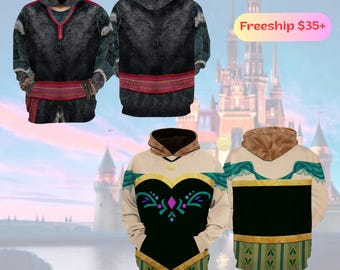 Frozen Anna Kristoff Couple Sweatshirt Hoodie, Anna and Kristoff Matching Shirt, Frozen Halloween Costume Disneyland Couple Matching Tee