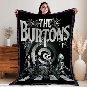Manta de Jack Skellington de Burton, manta de Halloween, manta de Jack Skellington, regalo de Halloween de terror, regalo de Disneyland imagen 1