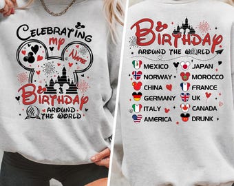 Personalized Epcot Celebrating My Birthday Around The World Shirt, Epcot Birthday Shirt, Disneyland Epcot Tour, Disneyland Trip Birthday