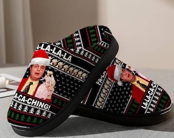 Pantuflas navideñas de Dwight Schrute, FA La La La La La La-Ca-Ching, de la serie The Office, regalo divertido de Navidad 02