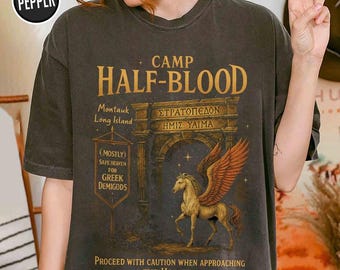 Camiseta de Percy Jackson: Campamento Mestizo, Camiseta navideña de Percy Jackson y los Dioses del Olimpo, Camiseta de Campamento Mestizo, Camiseta navideña de los libros 05