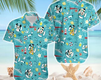 Mickey and Friends Cruise Hawaiian Shirt, Disneyland Cruise Trip Hawaii Shirt, Mickey Cruise Line Shirt, Disneyland Summer Beach Shirt