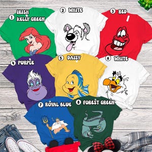 Little Mermaid Costume Shirt, Ariel Flounder Sebastian Ursula Shirt, Little Mermaid Family Costume, Disneyland Family Group Matching Tee 01