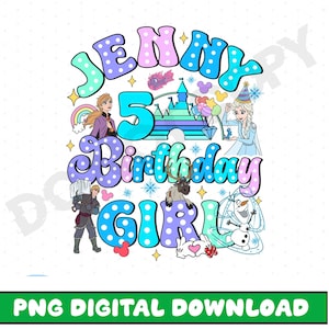 Personalized Disneyland Frozen Birthday PNG, Princess Elsa Birthday Png, Elsa Birthday Png, Birthday Family Png, Disneyland Birthday Png