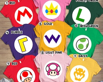 Super Mario Family Costume Shirt | Super Mario Halloween Costume T-Shirt | Mario Birthday Party Shirt | Mario Luigi Princess Peach Shirt