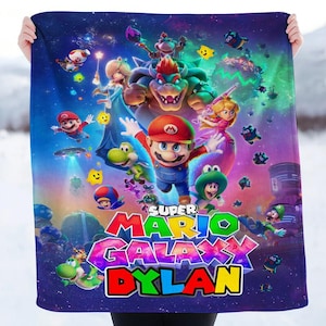 Couverture avec nom personnalisé Super Mario, cadeau de jeu personnalisé Mario et ses amis, couverture personnalisée Mario, couverture Mario pour canapé