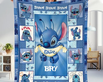 Personalized Stitch Blanket, Stitch Baby Fleece Blanket, Stitch And Friends Blanket, Stitch Birthday Gifts, Disneyland Stitch Blanket