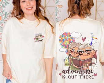 Custom Up Carl And Ellie Couple Shirt, Adventure Is Out There, Personalized His Ellie Her Carl Shirt, Up Movie Shirt, Disneyland Couple Tee