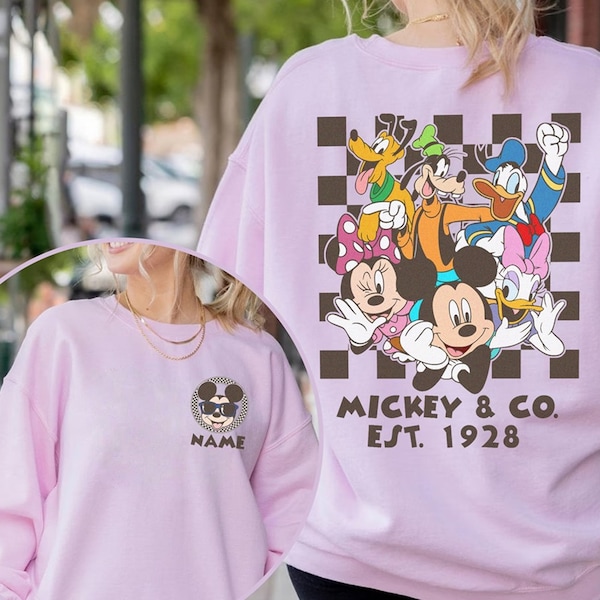 Personalized Disneyland Mickey Checkered Shirt, Mickey and Co Est 1928 Shirt, Disneyland Mickey and Friends Shirt, Retro Disneyworld Shirt