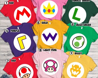 Super Mario Family Costume Shirt | Super Mario Halloween Costume T-Shirt | Mario Birthday Party Shirt | Mario Luigi Princess Peach Shirt