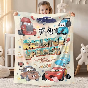 Cars deken radiatorveren, deken Lightning McQueen, Cars verjaardagscadeau, Cars Land deken, deken verjaardagsdeken verjaardag jongen deken geschenken afbeelding 1
