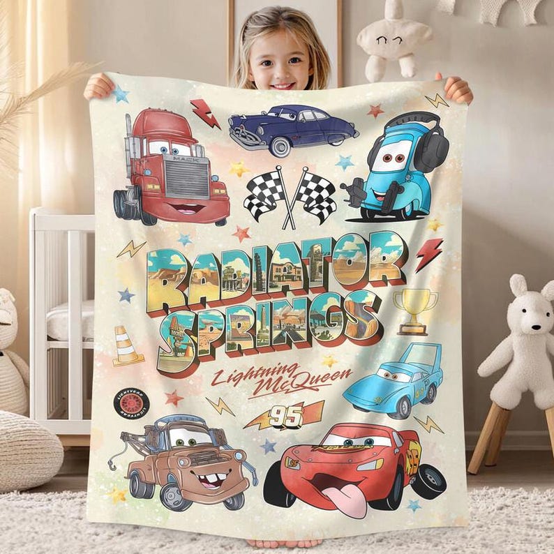 Cars deken radiatorveren, deken Lightning McQueen, Cars verjaardagscadeau, Cars Land deken, deken verjaardagsdeken verjaardag jongen deken geschenken afbeelding 1