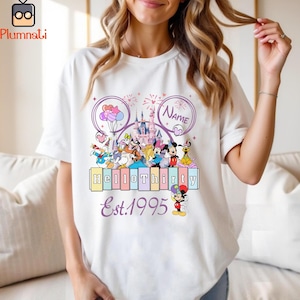 Personalized Disneyland 30Th Birthday Shirt, Mickey And Friends Shirt, Hello Thirty Est 1995 Birthday Shirt, Disneyland Castle Birthday Tees