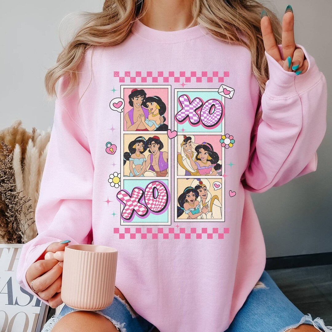 Aladdin Jasmine Xoxo Valentine Sweatshirt, Aladdin Couple Shirt, Be Mine Valentine, Retro