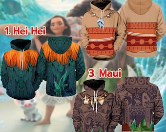 Moana Princess Sweatshirt Hoodie, Moana Costume Halloween Shirt, Maui Hei Hei Cosplay Sweatshirt, Disneyland Family Group Matching Tee