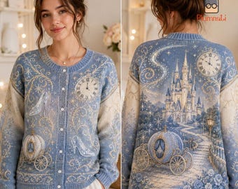 Disneyland Princess Cinderella Cardigan, Classic Disneyland Princess Outfit, Glass Slipper Cardigan , Fairytale Castle Gift For Her