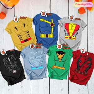X-Men Wolverine Costume Matching Shirt, X-Men Superhero Group Costume, Wolverine Professor X Cyclops Shirt, Halloween Family Matching Tee