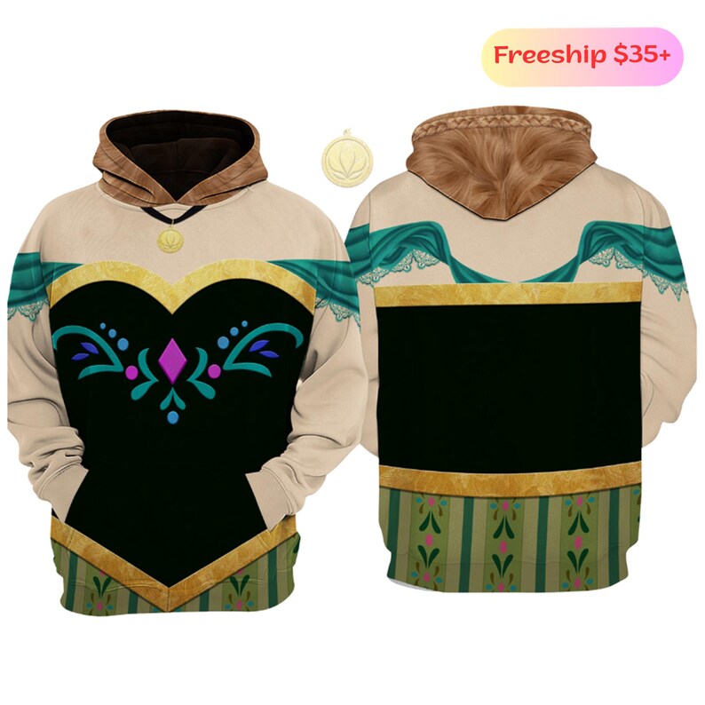 Frozen Anna Kristoff Couple Sweatshirt Hoodie, Anna and Kristoff Matching Shirt, Frozen Halloween Costume Disneyland Couple Matching Tee afbeelding 3