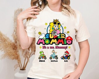 Chemise Super Mommio personnalisée, chemise Mario Super Mom, chemise Mario Princess Peach, chemise famille Mario, cadeau maman Mario chemise fête des mères